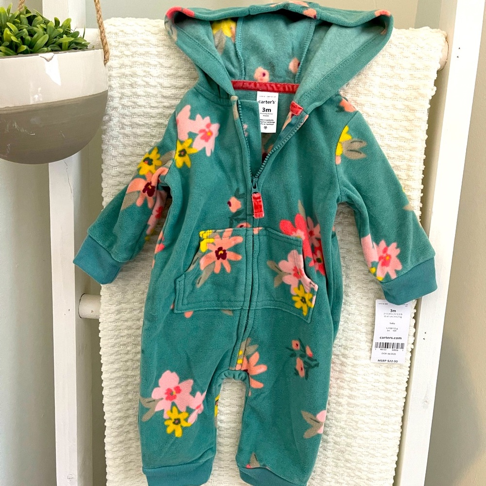 Carters Floral Fleece Jumpsuit
